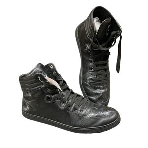 Gucci GG Imprime High Top Sneakers Black Patent Leather